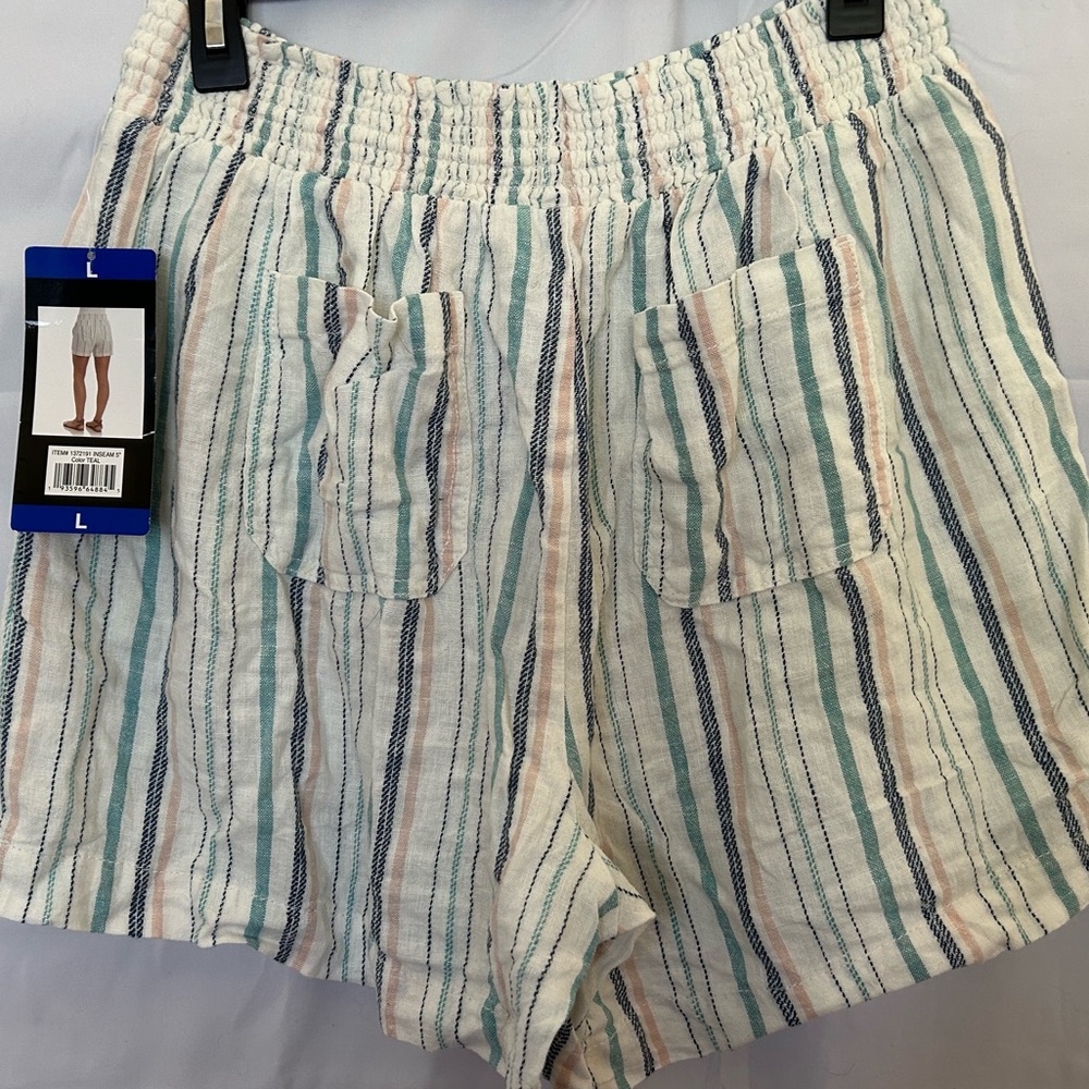NWT Women's Briggs Striped Shorts with Draw Tie Waist - Size Large - Picture 3 of 5
